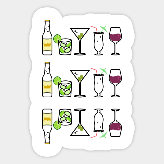 Minimalist Drinks Cocktail Upside-Down Sticker by Vulture King